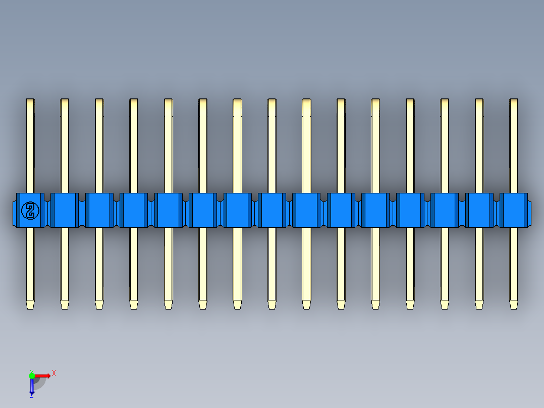 彩色公排针 100mil 2.54mm 系列-DS1022_blue_3x15p_100mil_TypeD_rev1.0俯视图