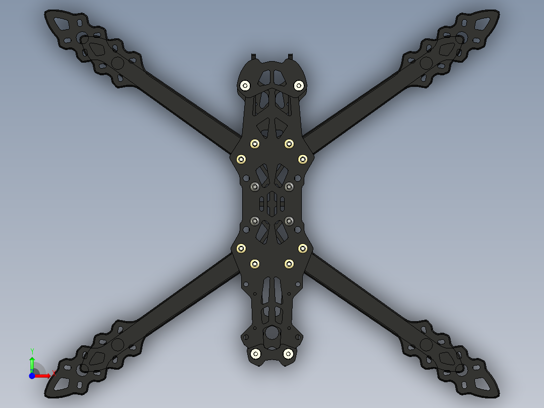 5英寸7英寸FPV无人机机体框架前视图