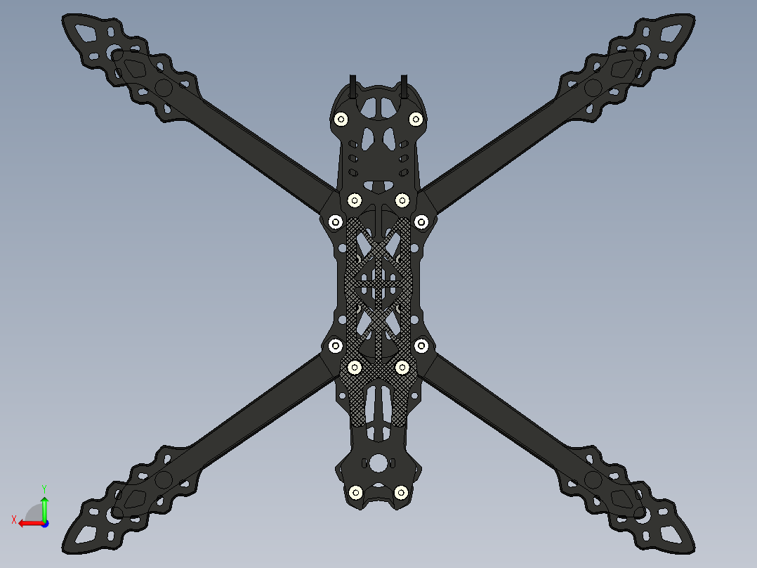 5英寸7英寸FPV无人机机体框架后视图