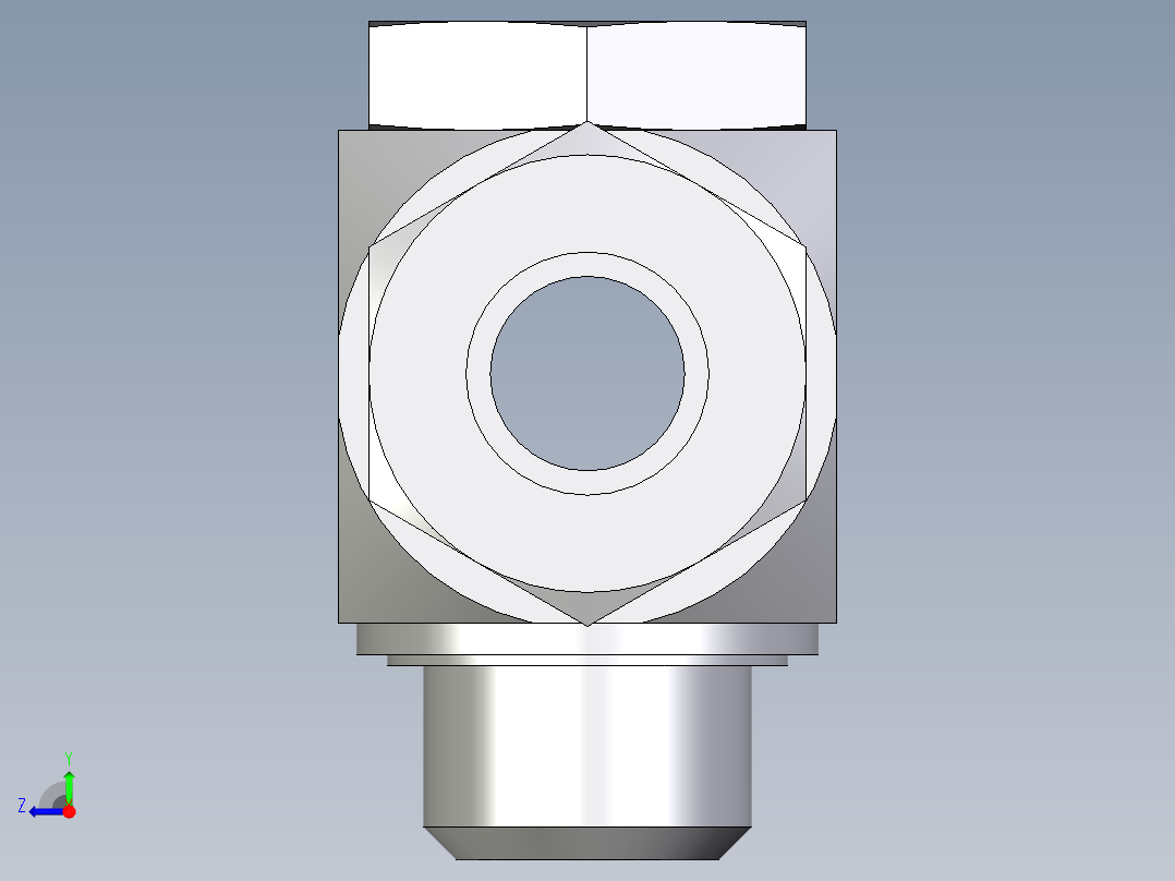 卡套式工业通用硬管接头EO_High_pressure_banjo_tee_TH20ZSMKDSCF右视图