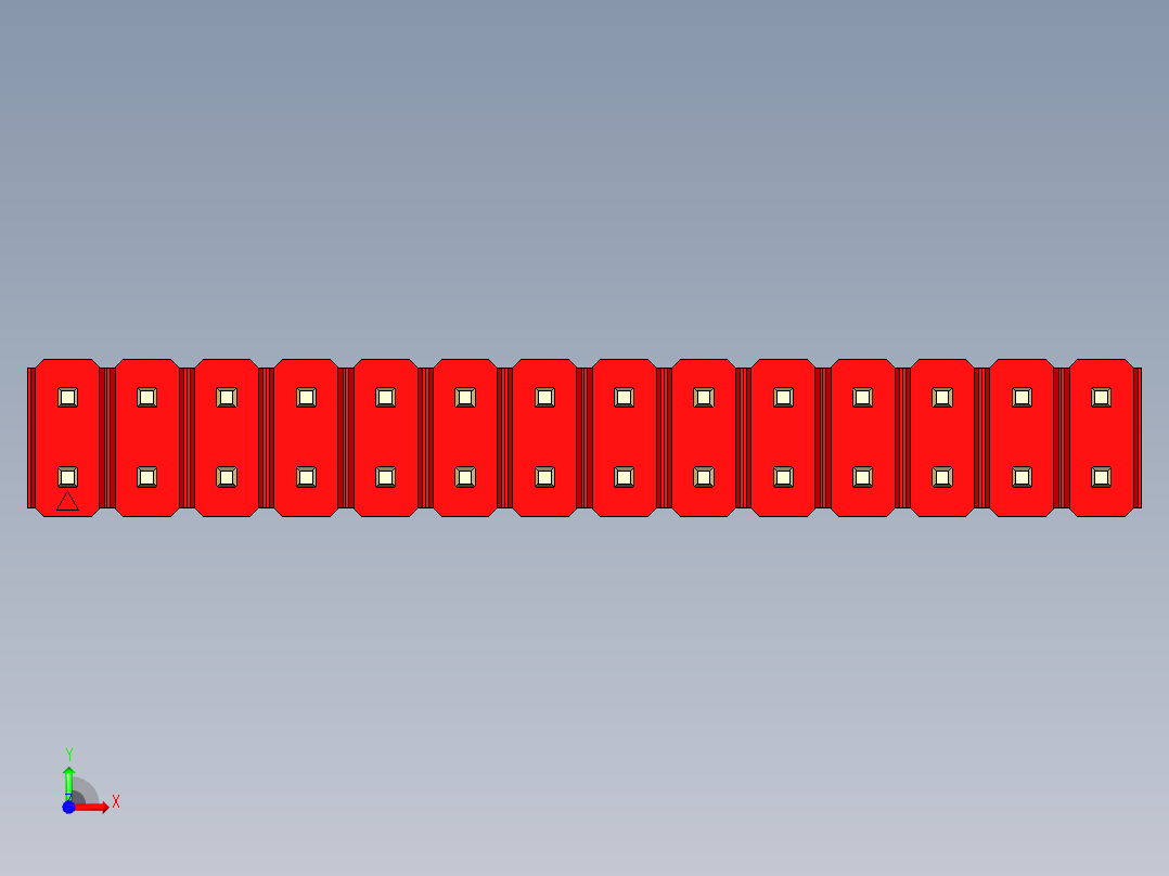 彩色公头100mil（2.54mm）系列-DS1021_red_2x14p_100mil_Type43_rev1.0前视图