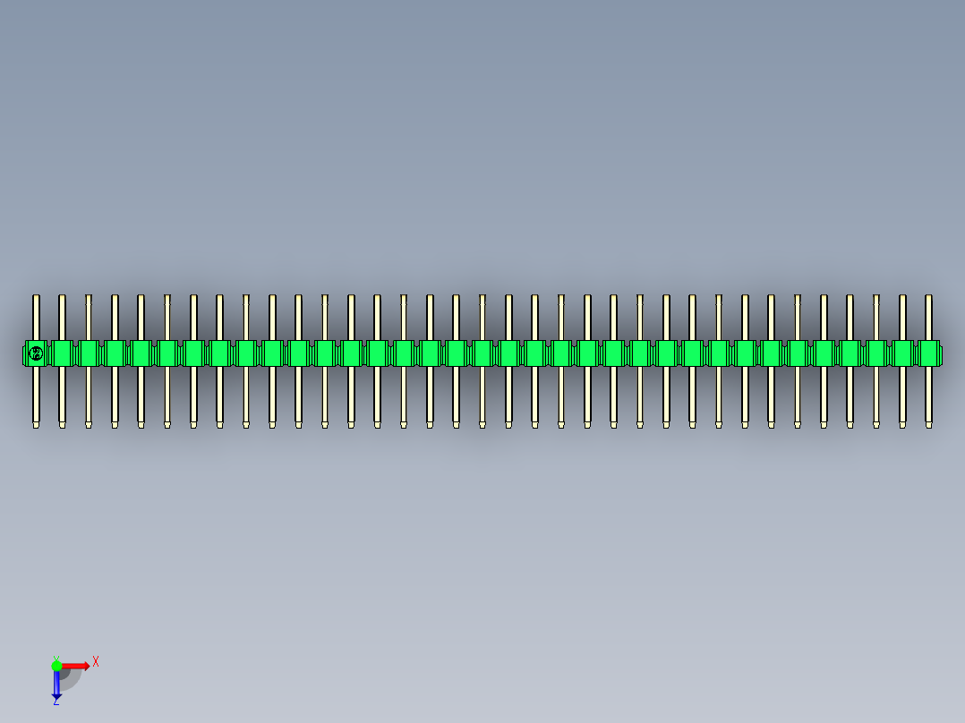 彩色公排针 100mil 2.54mm 系列-DS1022_green_2x35p_100mil_TypeD_rev1.0俯视图