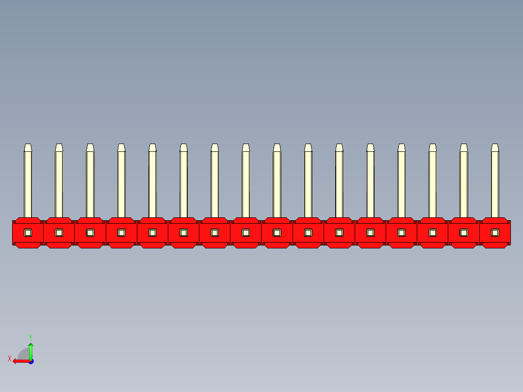 彩色公排针 100mil 2.54mm 系列-DS1022_red_16p_100mil_TypeU_rev1.0后视图