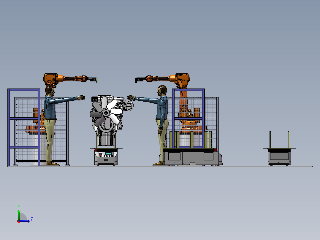 柴油机补装AGV输送生产线IRB2600机器人视觉检查左视图