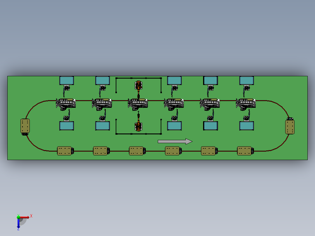 柴油机补装AGV输送生产线IRB2600机器人视觉检查俯视图