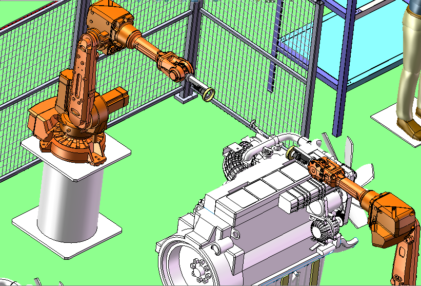 柴油机补装AGV输送生产线IRB2600机器人视觉检查