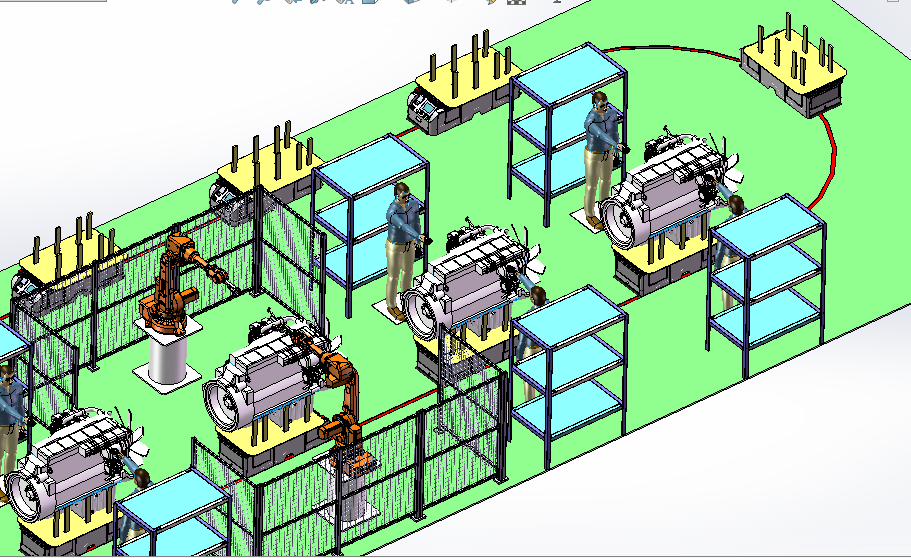 柴油机补装AGV输送生产线IRB2600机器人视觉检查
