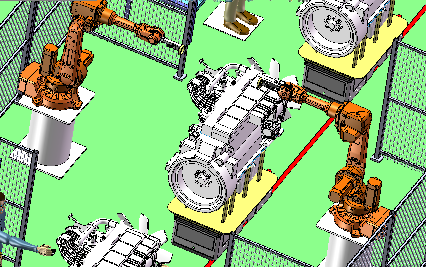 柴油机补装AGV输送生产线IRB2600机器人视觉检查