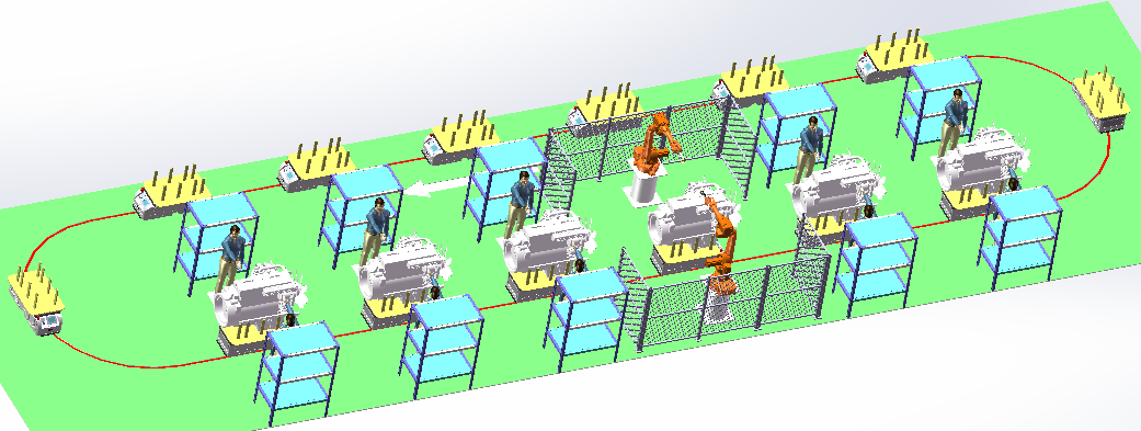 柴油机补装AGV输送生产线IRB2600机器人视觉检查