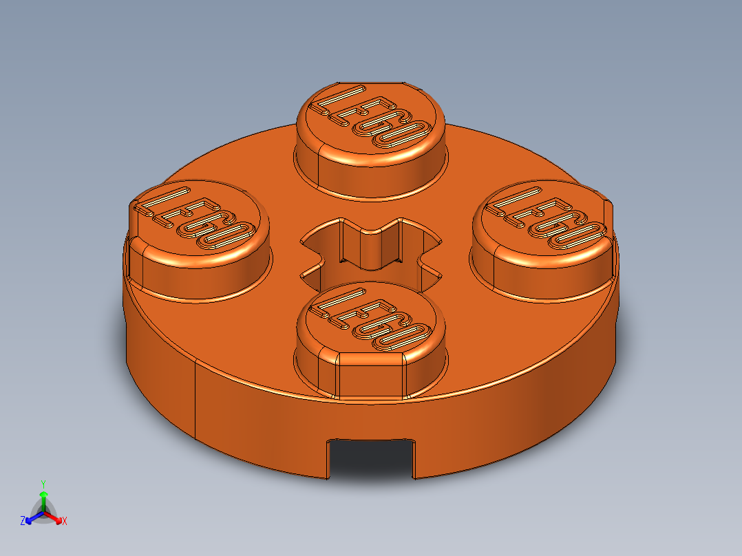 乐高零件 4032 板 2 x 2 圆形-4032 Flame Reddish Orange Plate 2 x 2 Round.STEP