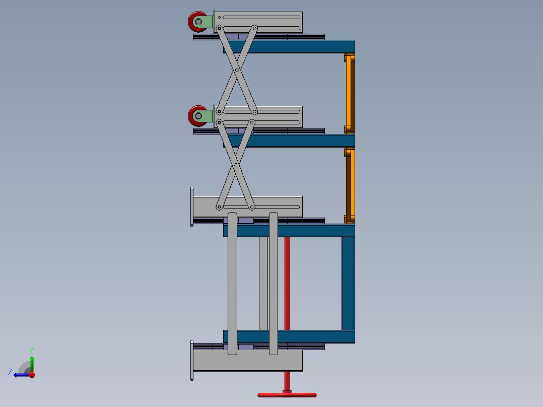 上升前后移动棚右视图