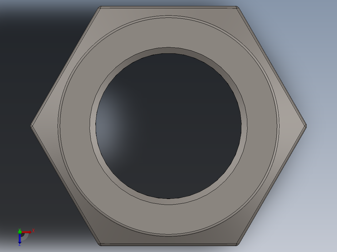 紧固件-Raw Steel Nut 0.7500俯视图