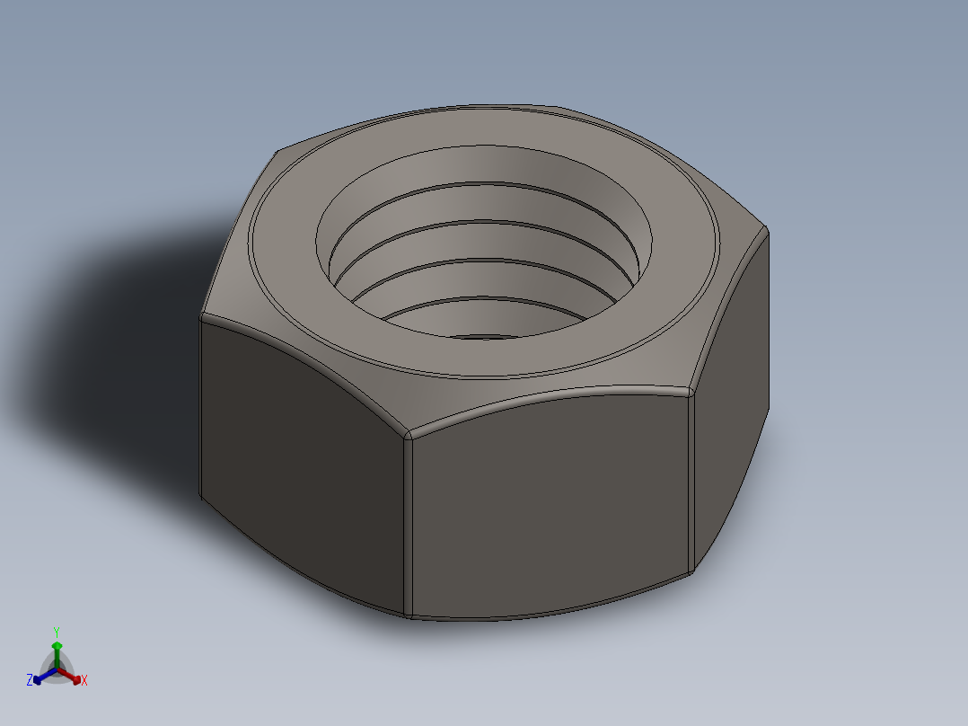 紧固件-Raw Steel Nut 0.7500正等轴测图