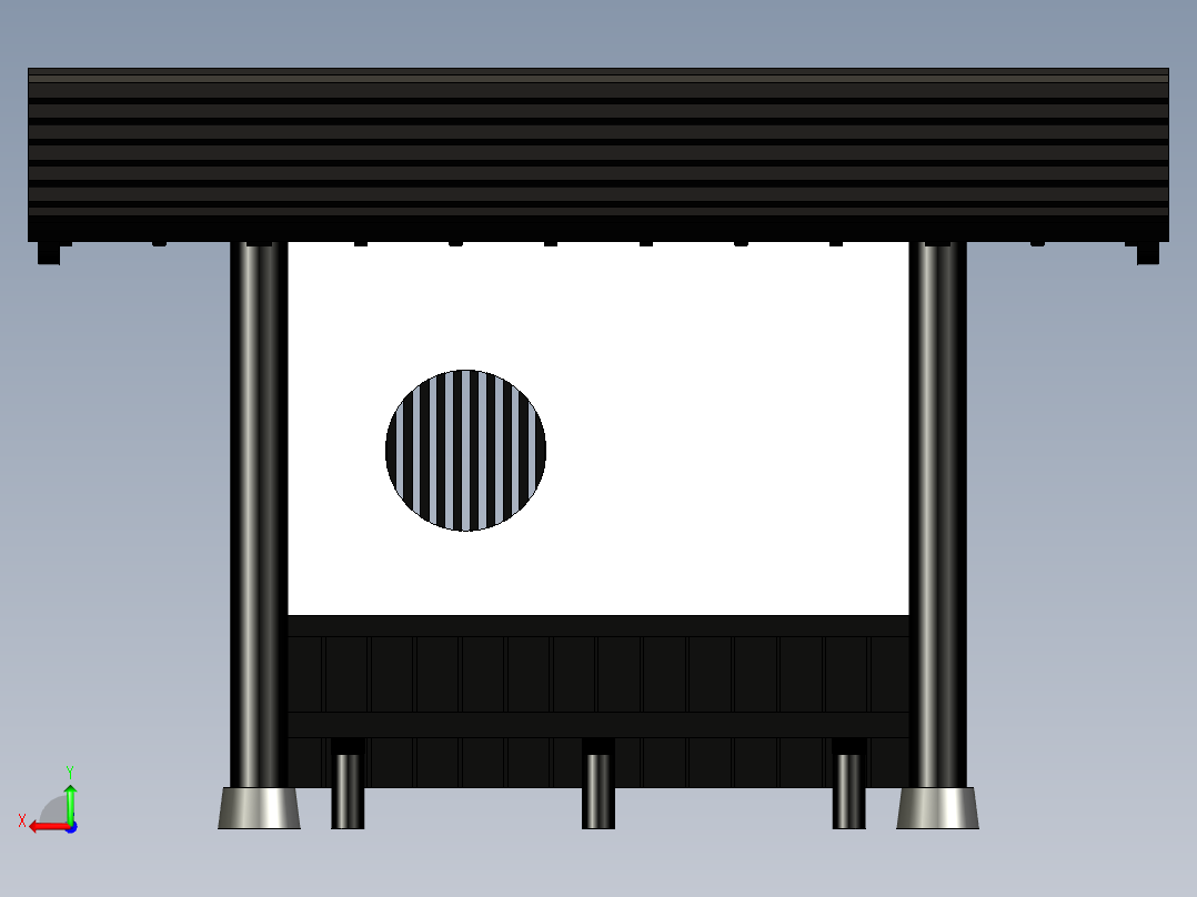 日式凉棚的 1比150 模型后视图