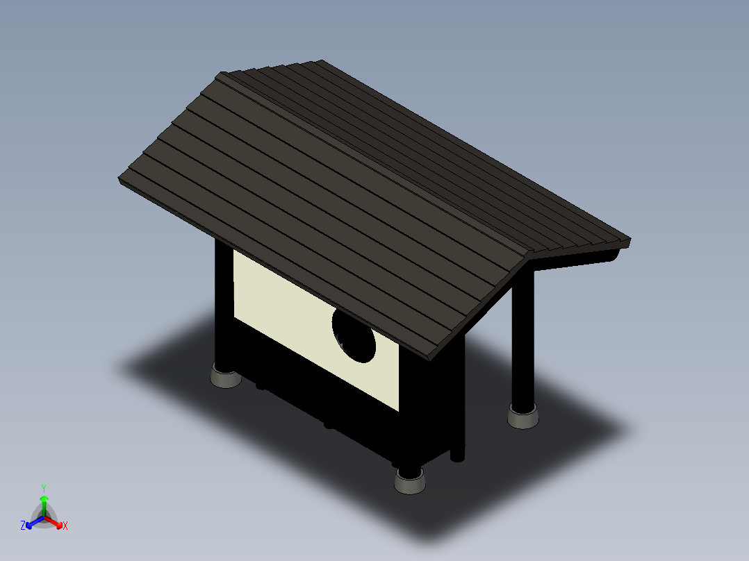 日式凉棚的 1比150 模型正等轴测图