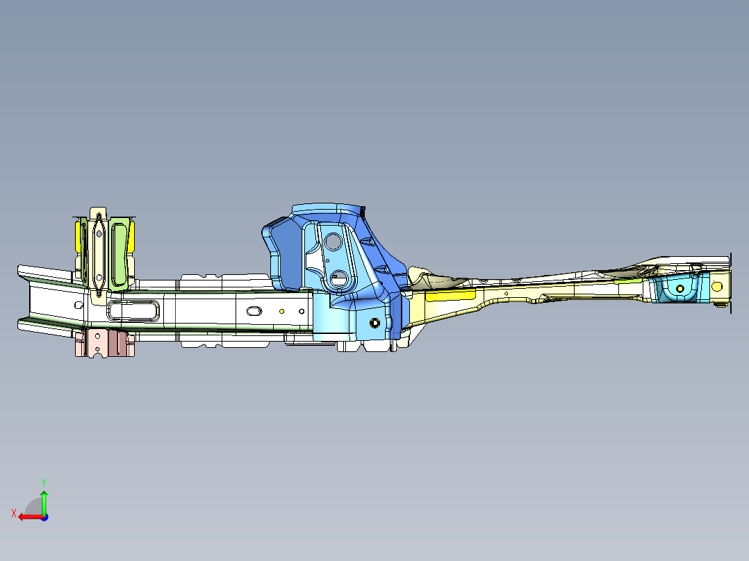 轿车前纵梁焊接总成车身结构三维数模===410140==40后视图