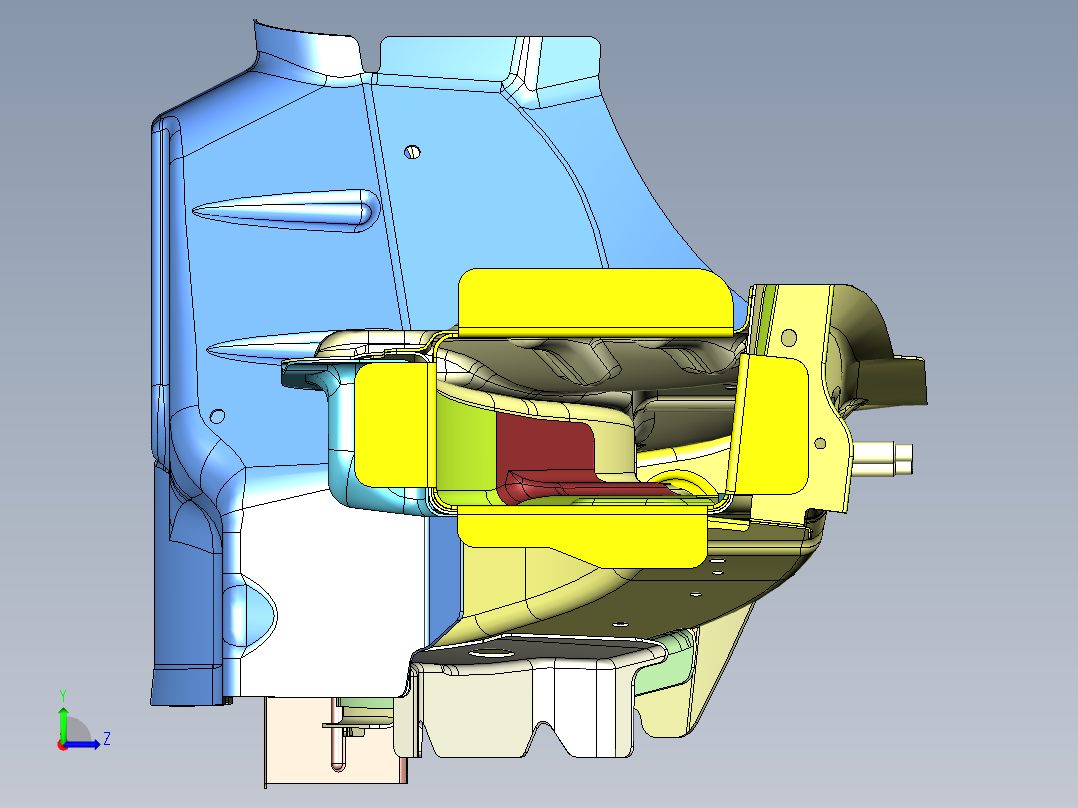 轿车前纵梁焊接总成车身结构三维数模===410140==40左视图