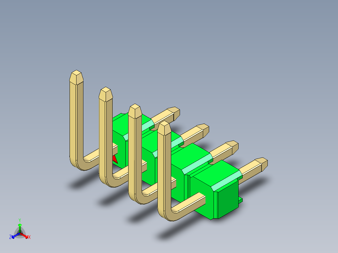 彩色公排针 100mil 2.54mm 系列-DS1022_green_04p_100mil_TypeU_rev1.0