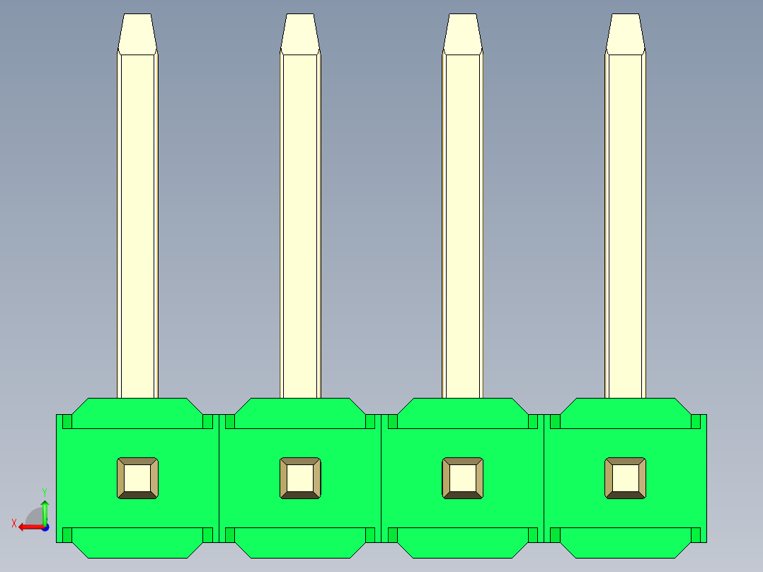彩色公排针 100mil 2.54mm 系列-DS1022_green_04p_100mil_TypeU_rev1.0后视图