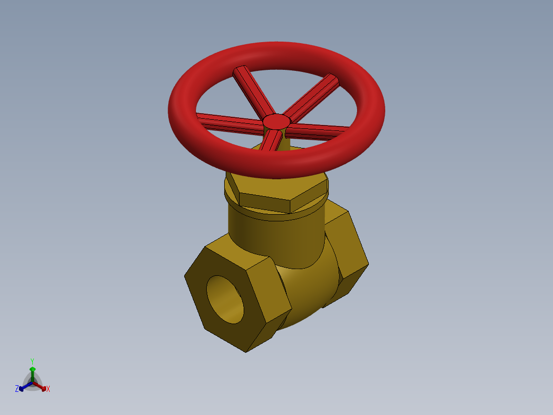 水管开关闸阀正等轴测图