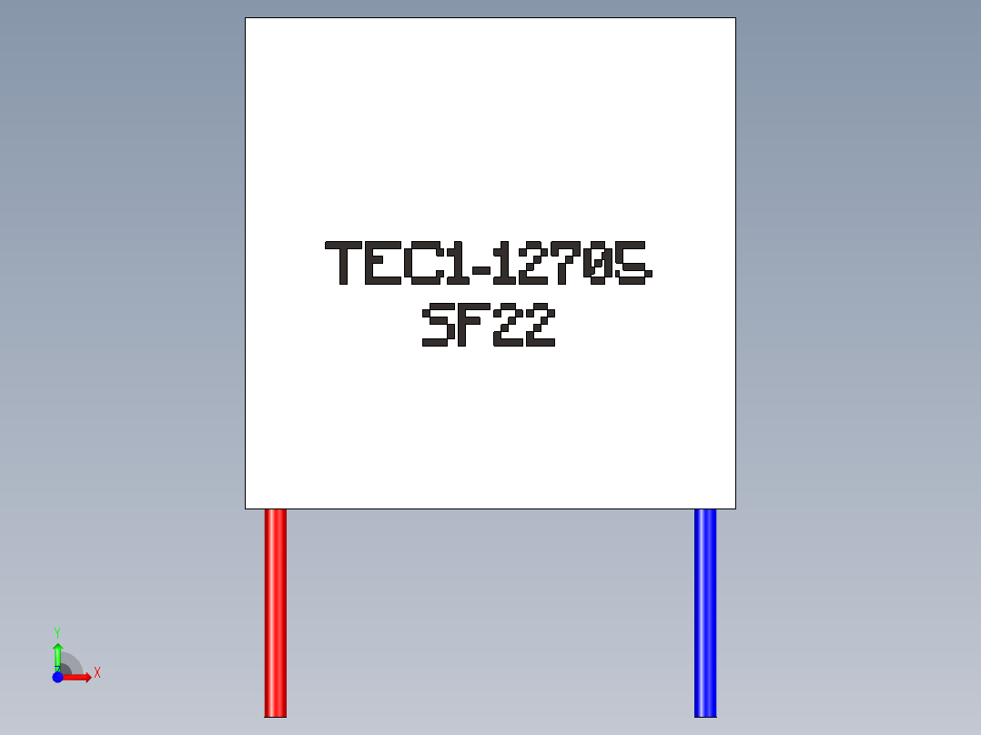 热电帕尔贴模块元件，40,0 x 40,0 x 4,2毫米，带硅胶周边密封。12v直流电，最大电流为5A，最大温度为61℃前视图