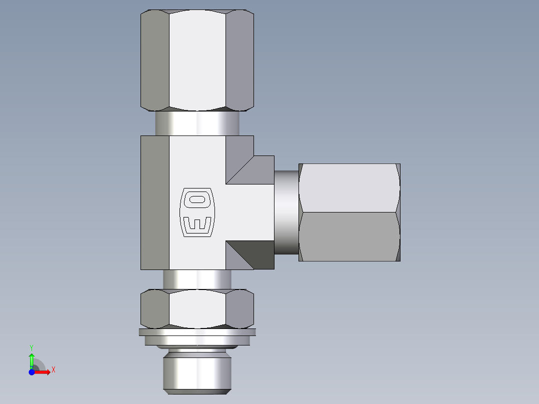 卡套式工业通用硬管接头EO_Adjustable_locknut_run_tee_LEE06LRCF前视图