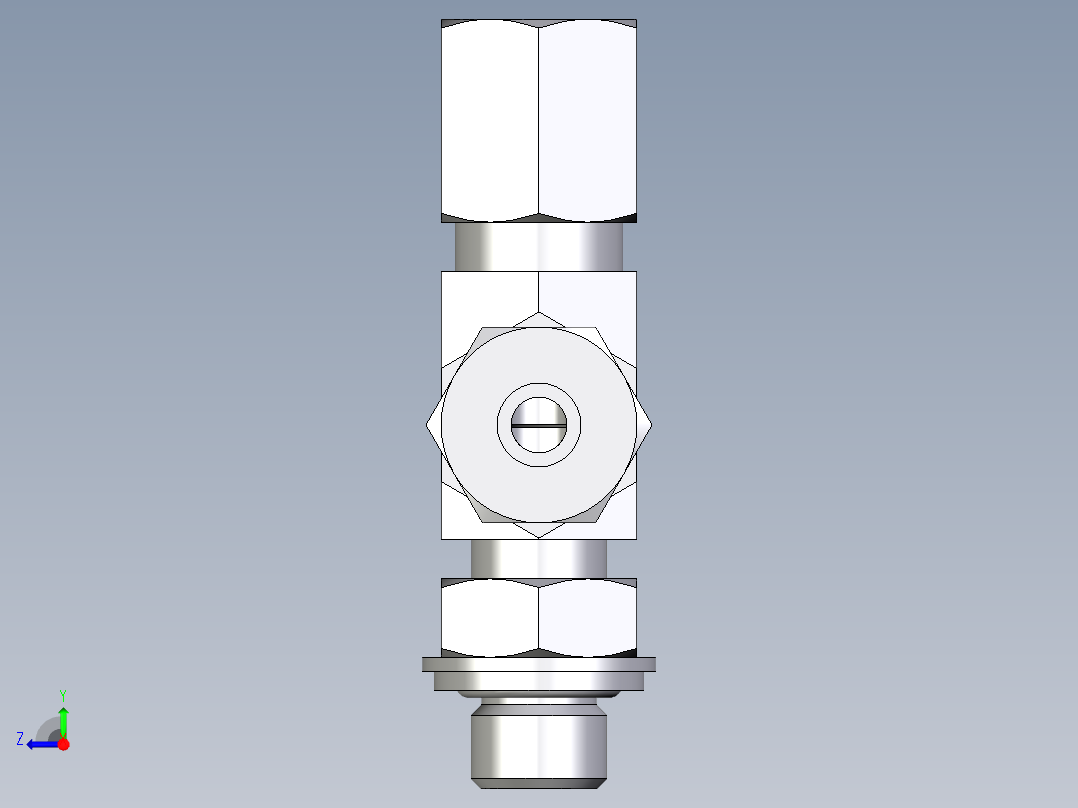 卡套式工业通用硬管接头EO_Adjustable_locknut_run_tee_LEE06LRCF右视图