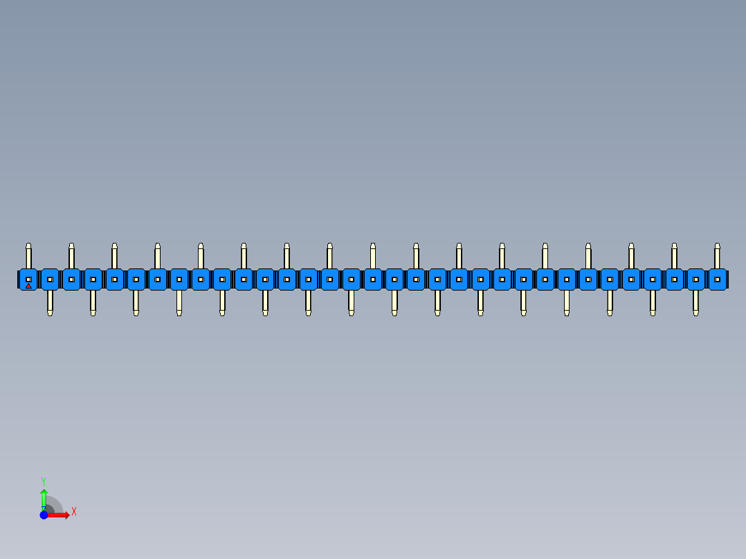 彩色公排针 100mil 2.54mm 系列-DS1022_blue_33p_100mil_Type_SMT_R1_rev1.0前视图