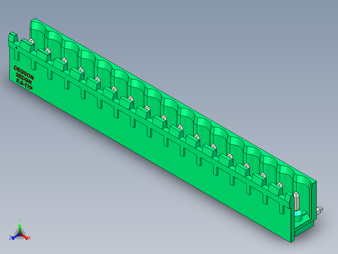 DEGSON 2EDG 系列 5.0mm 可插拔接线端子组-2EDGR-5.0-17P-14-00AH正等轴测图