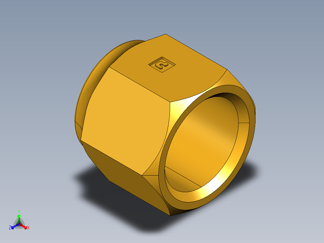 扩口式工业通用硬管接头Short Forged Nut 14FSX-10正等轴测图