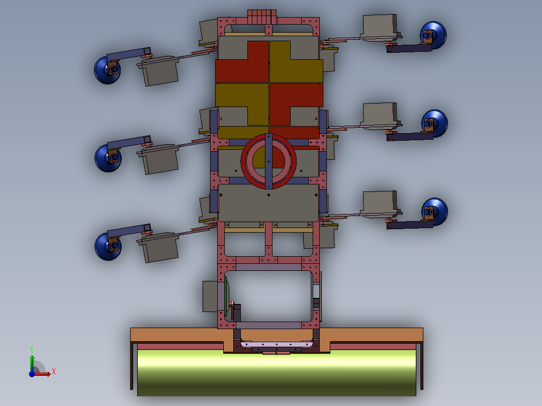 高空清洗机器人3d图纸 玻璃智能擦洗3d 幕墙清洗机器人3d机械模型前视图