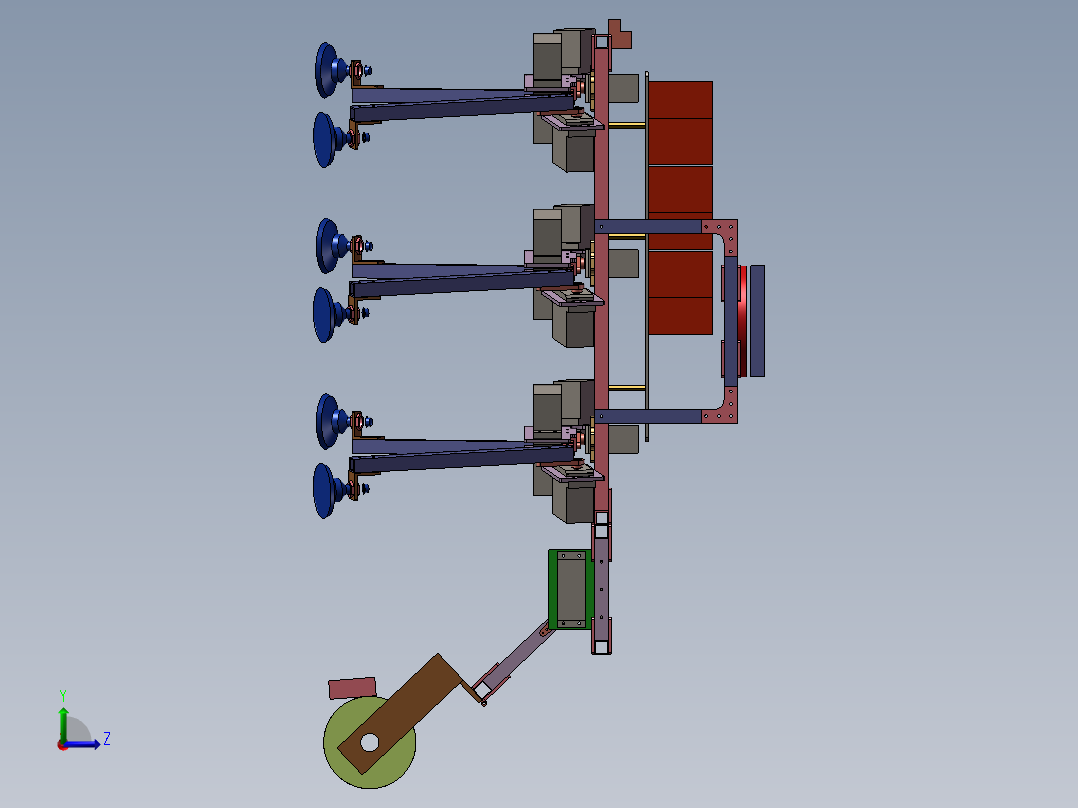高空清洗机器人3d图纸 玻璃智能擦洗3d 幕墙清洗机器人3d机械模型左视图