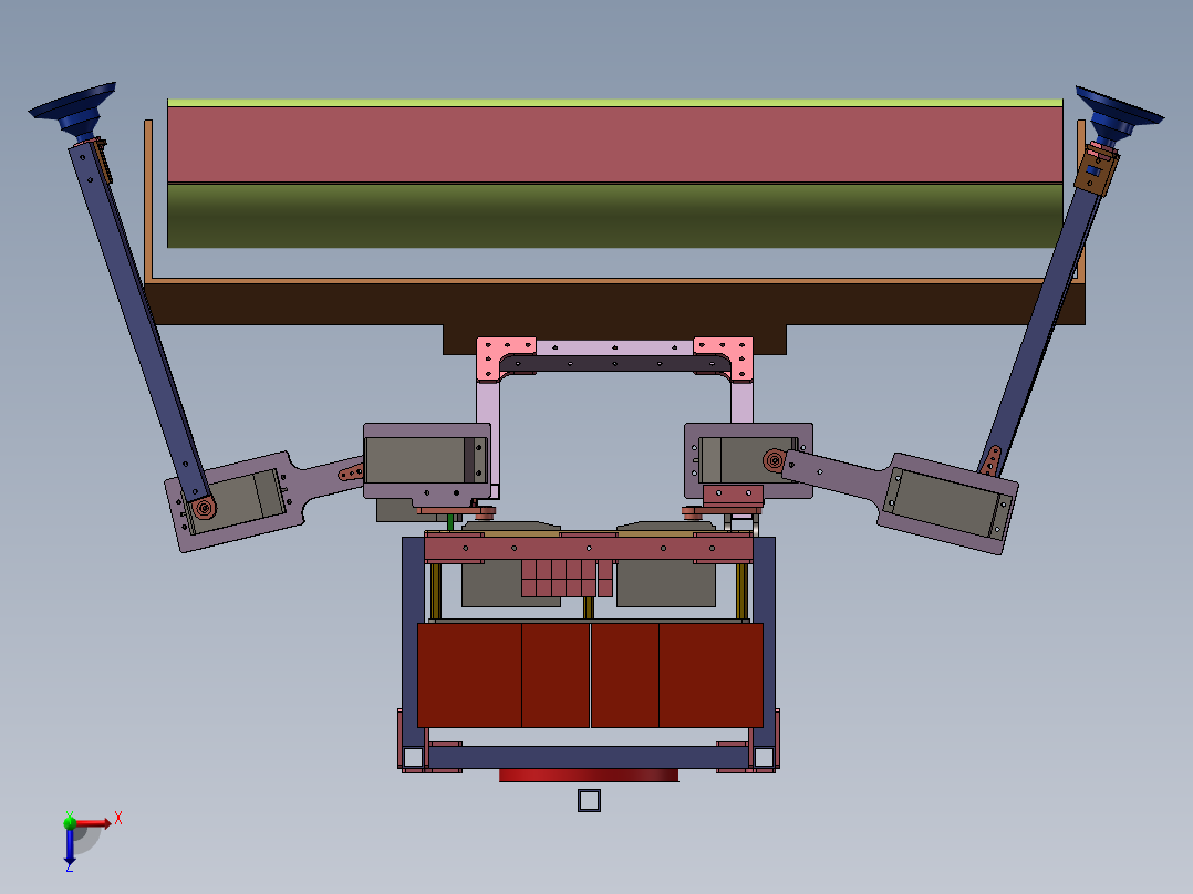 高空清洗机器人3d图纸 玻璃智能擦洗3d 幕墙清洗机器人3d机械模型俯视图