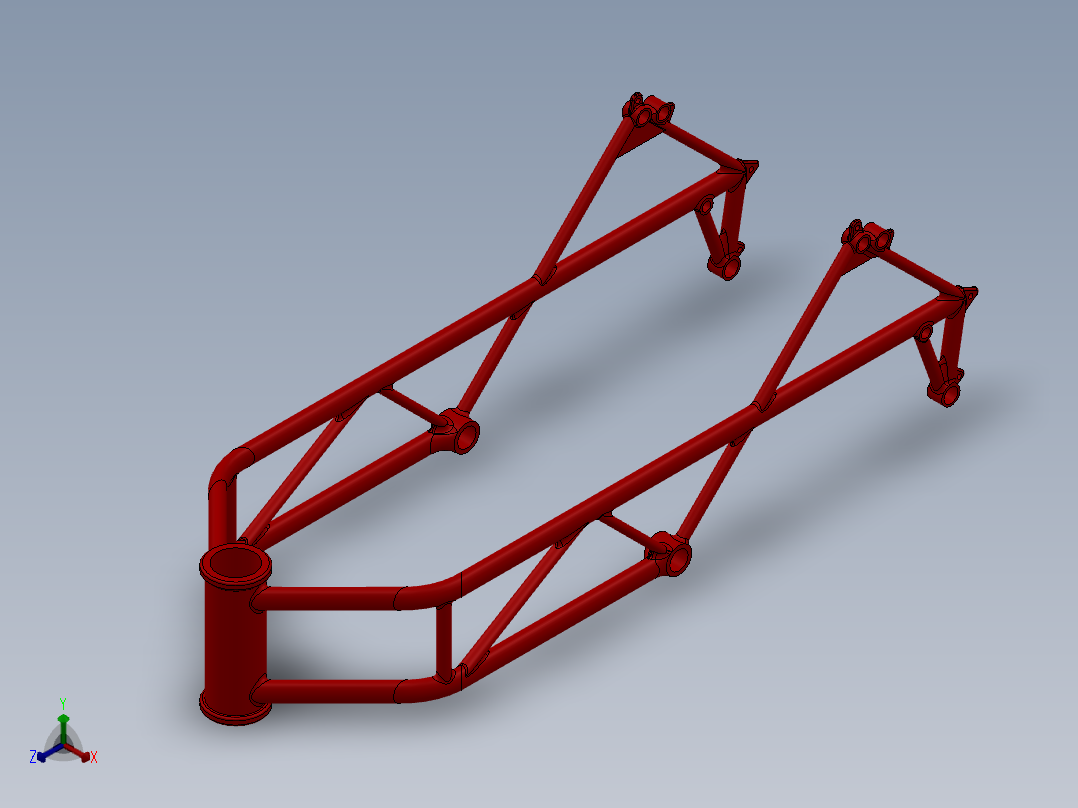 摩托车车架正等轴测图