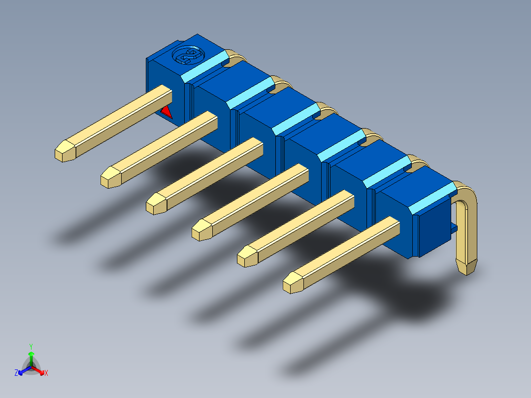 彩色公排针 100mil 2.54mm 系列-DS1022_blue_1x06p_100mil_TypeD_rev1.0