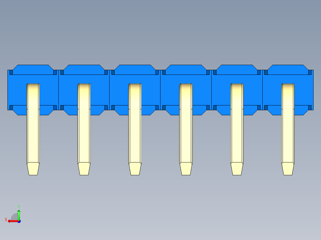 彩色公排针 100mil 2.54mm 系列-DS1022_blue_1x06p_100mil_TypeD_rev1.0后视图