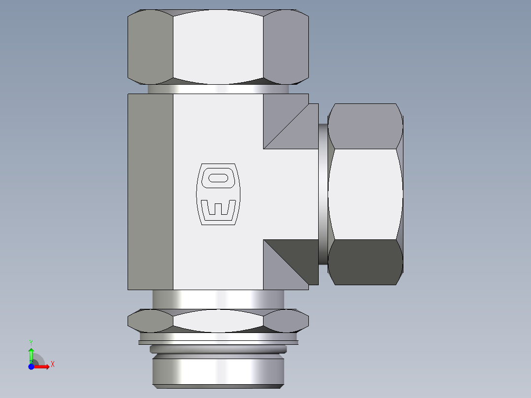 卡套式工业通用硬管接头EO_Adjustable_locknut_run_tee_LEE35LMORCF前视图