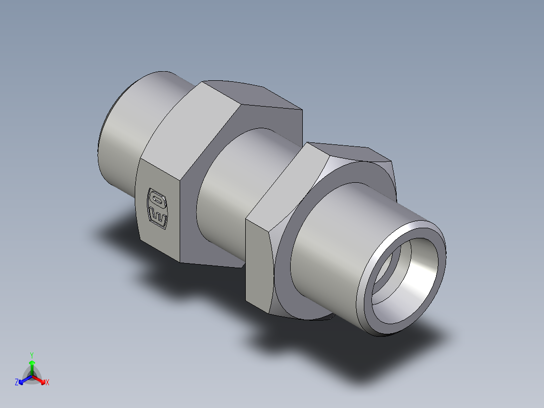 卡套式工业通用硬管接头EO_Bulkhead_union_SV14SOMD71正等轴测图