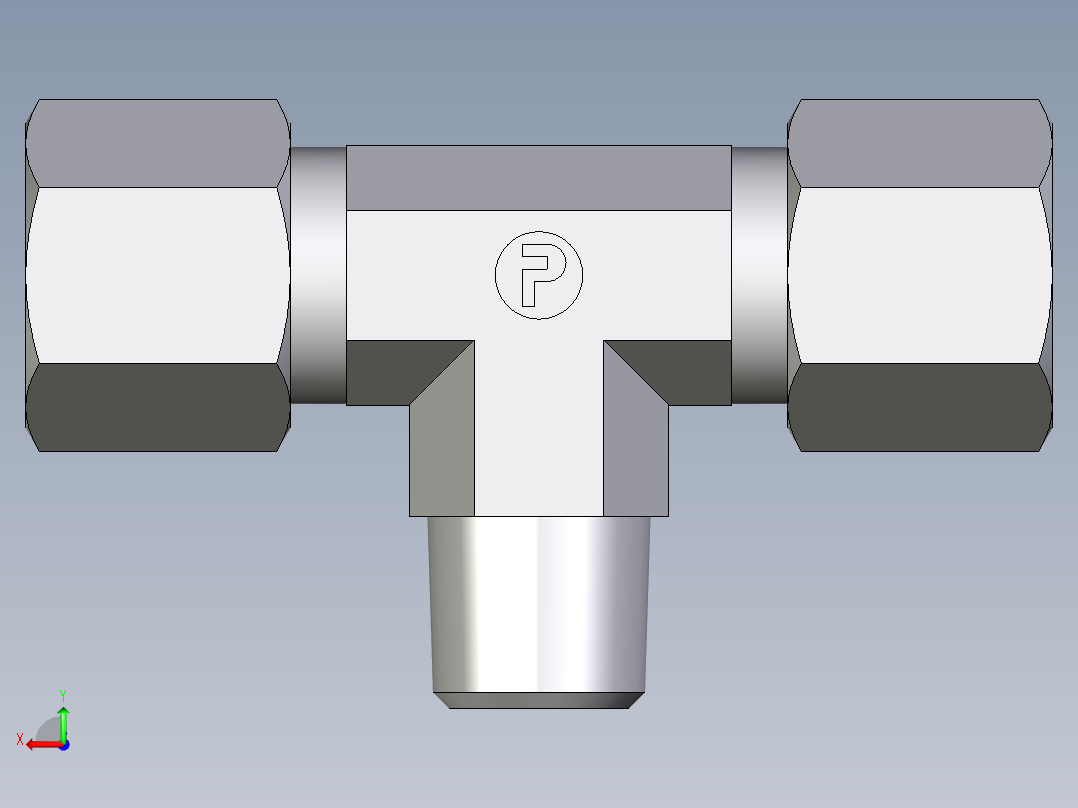 卡套式工业通用硬管接头EO_Male_stud_run_tee_TE08SRCF后视图