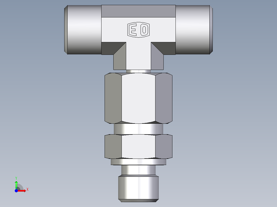卡套式工业通用硬管接头EO_Assembled_adjustable_standpipe_branch_tee_EVT08SROMD71前视图