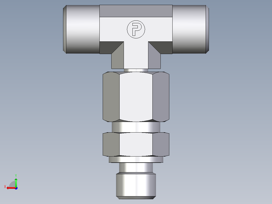 卡套式工业通用硬管接头EO_Assembled_adjustable_standpipe_branch_tee_EVT08SROMD71后视图