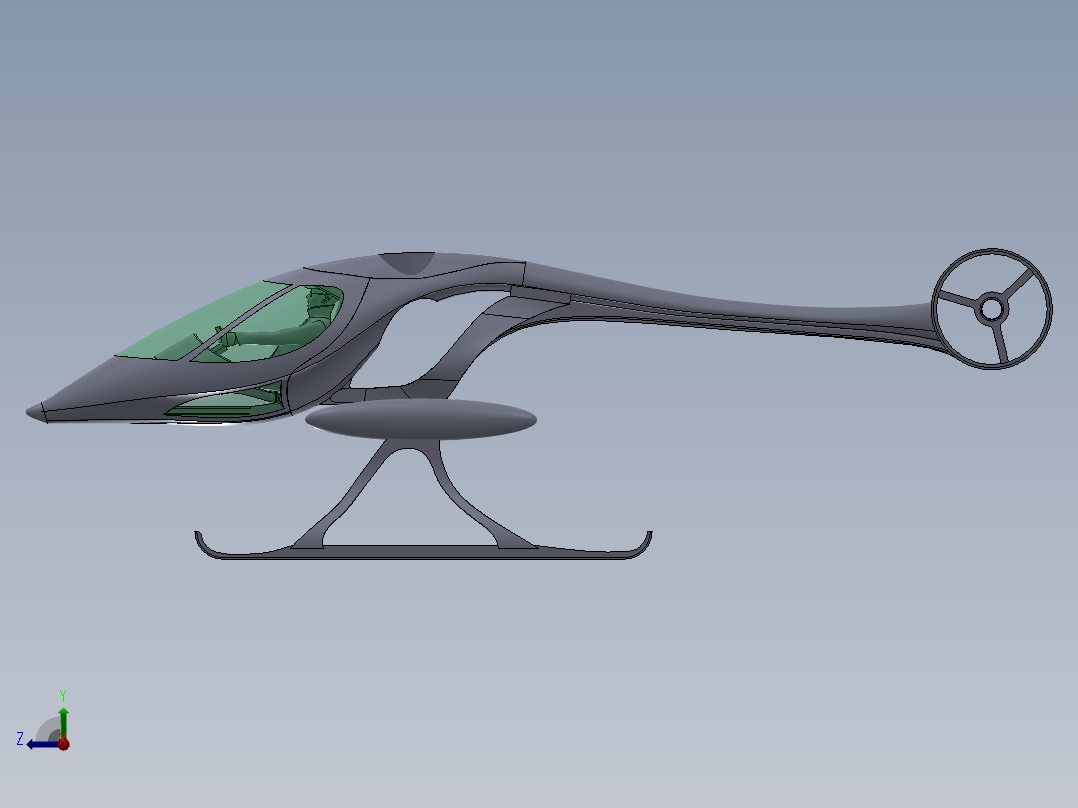 概念直升飞机右视图