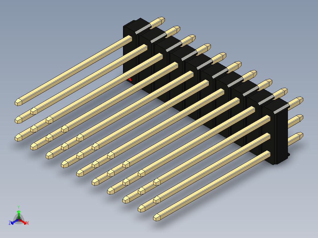 彩色公头100mil（2.54mm）系列-DS1021_black_3x10p_100mil_Type19_rev1.0正等轴测图