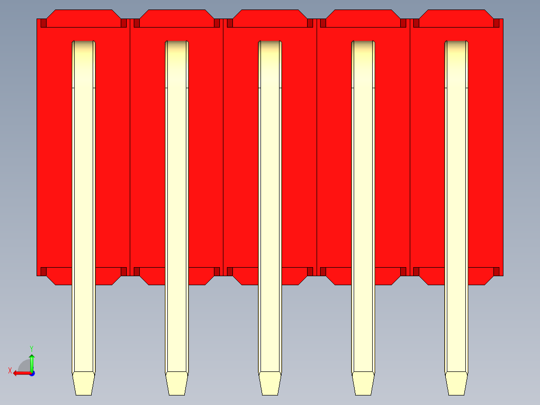 彩色公排针 100mil 2.54mm 系列-DS1022_red_3x05p_100mil_TypeD_rev1.0后视图