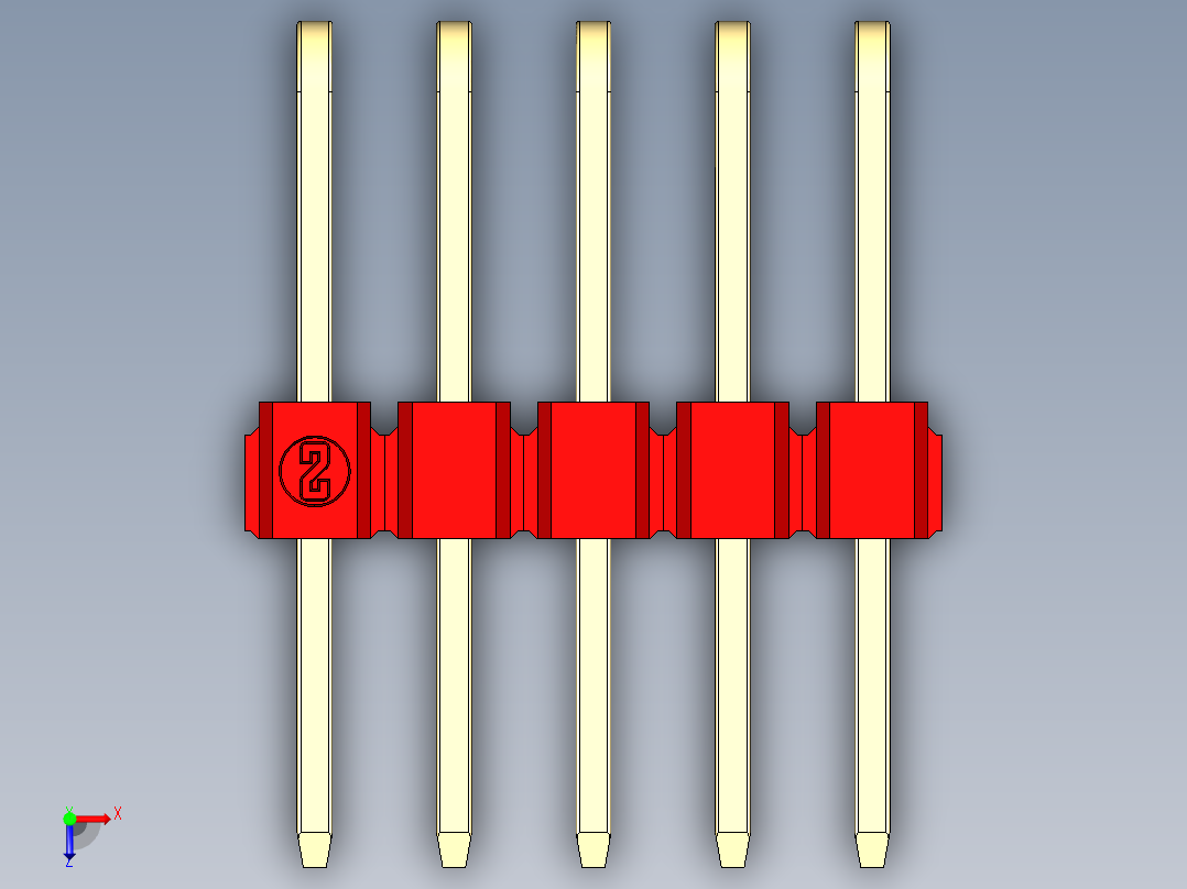 彩色公排针 100mil 2.54mm 系列-DS1022_red_3x05p_100mil_TypeD_rev1.0俯视图