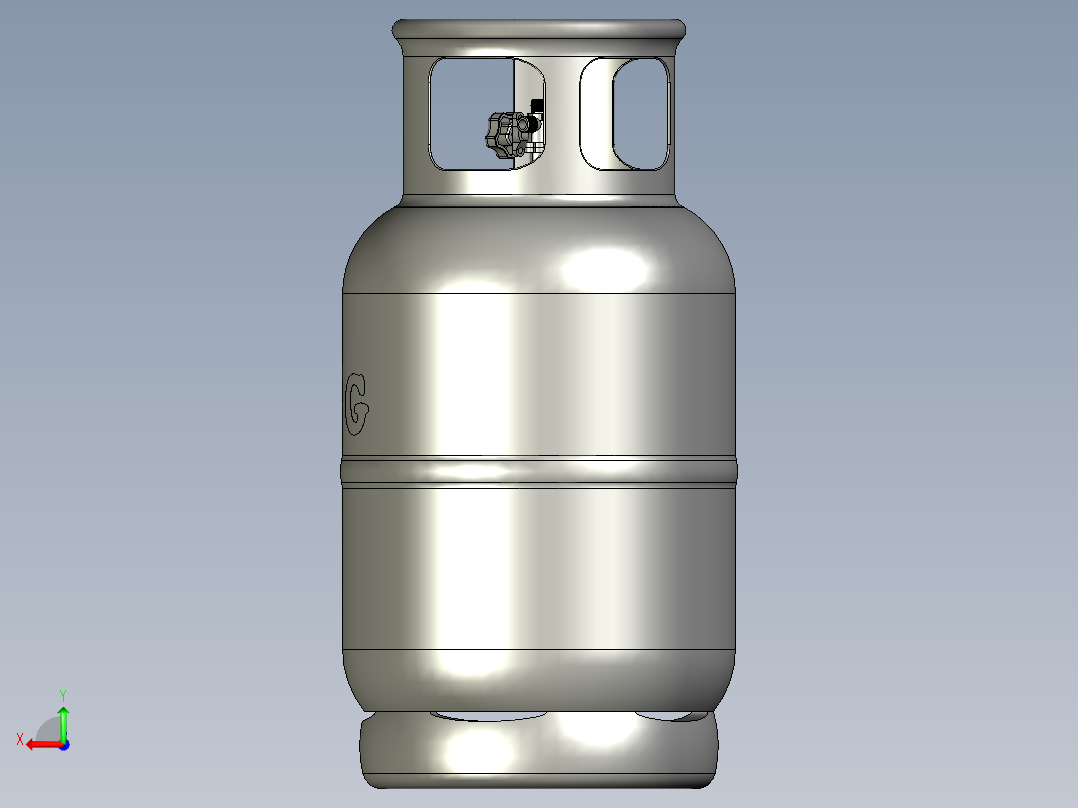 液化石油气钢瓶后视图