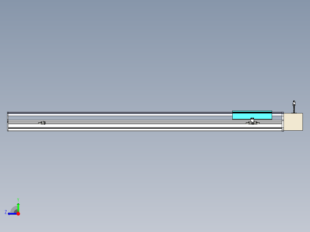 同步带滑台-半封闭B22-L100-C-S1200-L-P75-D3-N5右视图