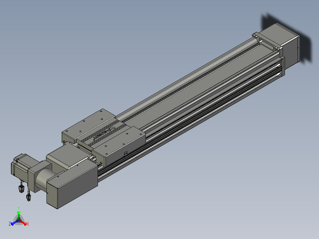 威洛博直线电机模组EB16-L208-S700-BL-ZP75-MS3-5K正等轴测图