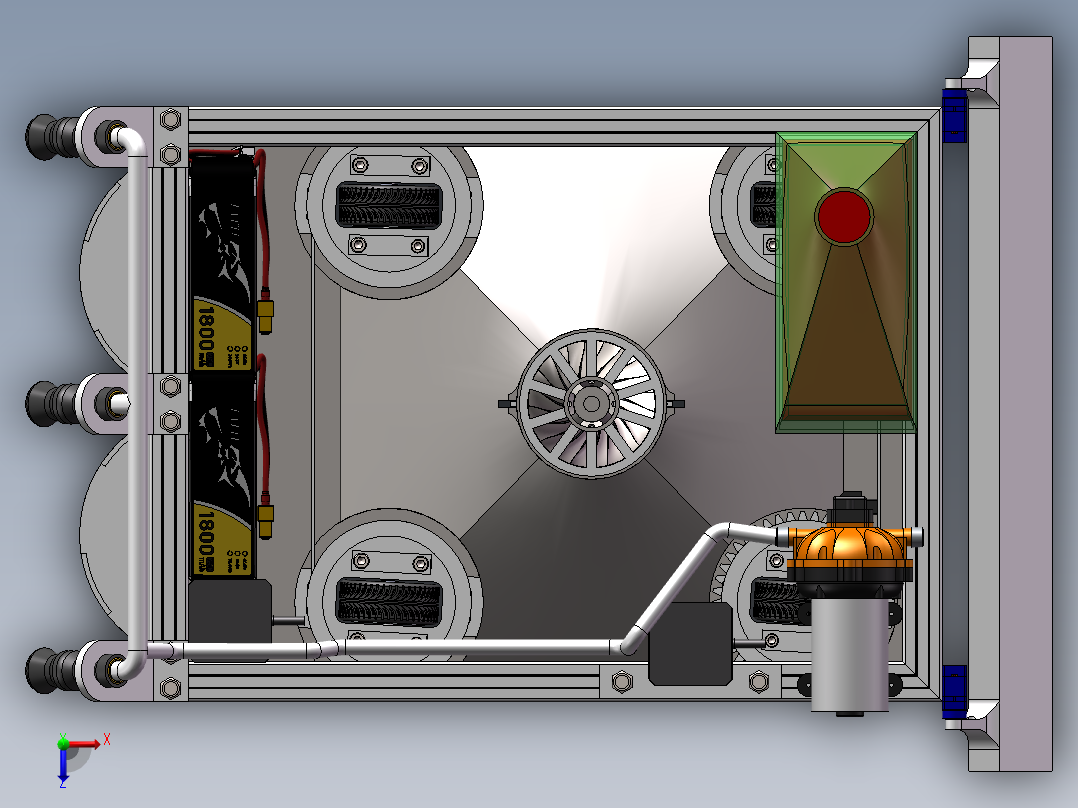 负压吸附式擦玻璃机器人俯视图
