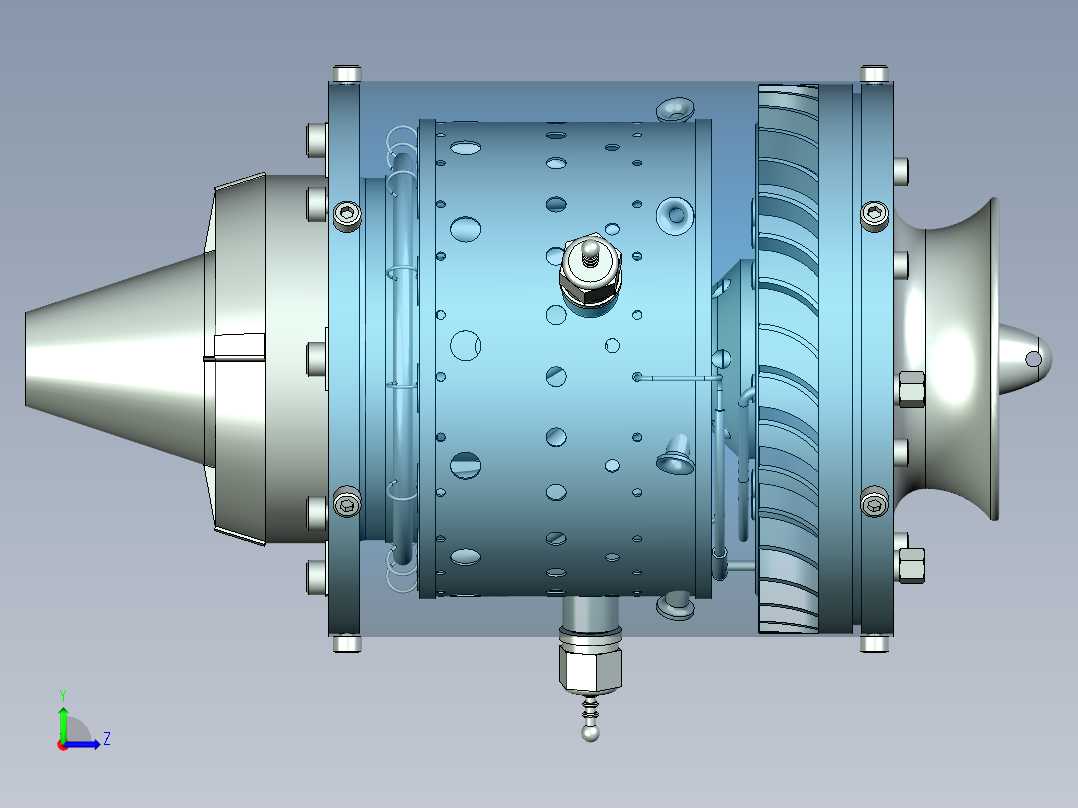 喷气发动机左视图